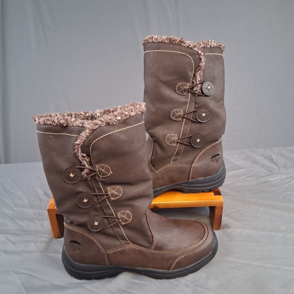 Totes Rustic Brown Faux Fur Lined Winter Boots Women's Size 9M